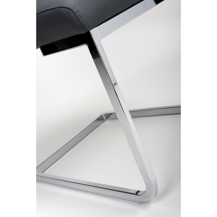 Set of 2 Grey Faux Leather Cantilever Dining Chairs - Hilton