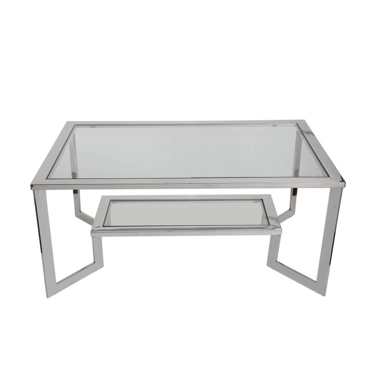 Chrome Coffee Table with Glass Surface