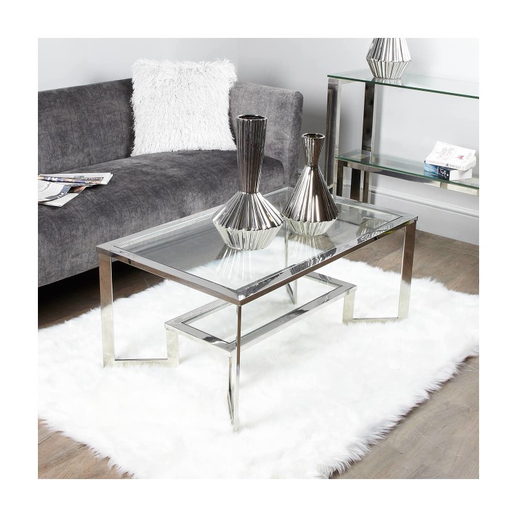 Chrome Coffee Table with Glass Surface