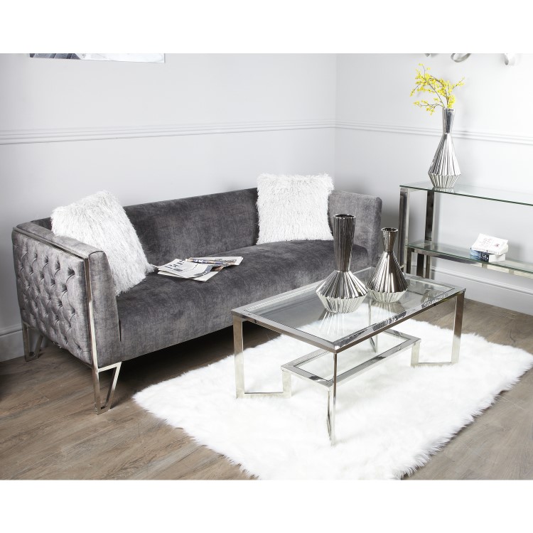 Chrome Coffee Table with Glass Surface