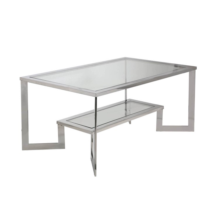 Chrome Coffee Table with Glass Surface