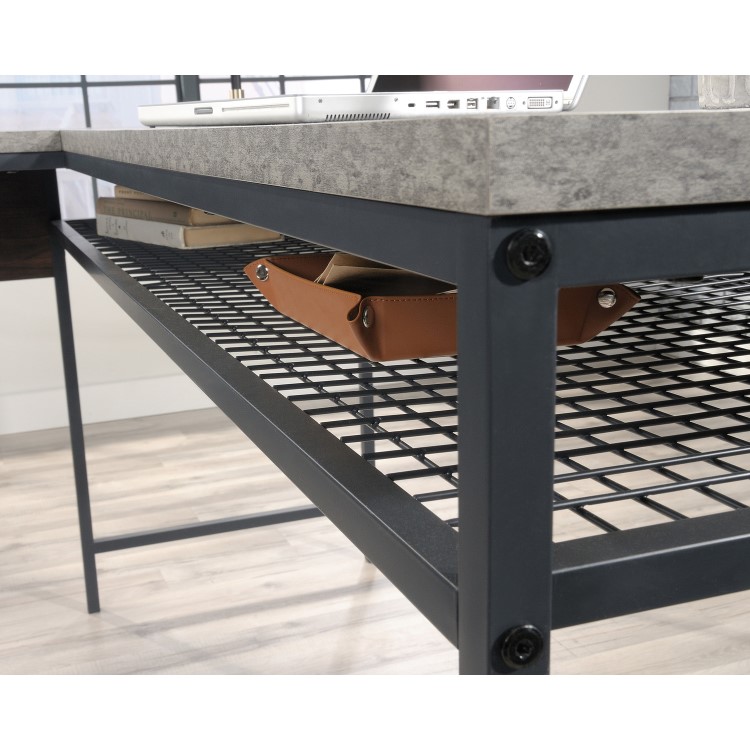 Market L-Shaped Desk in Walnut & Slate Grey