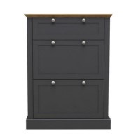 Slim Charcoal and Oak Shoe Cabinet - Devon