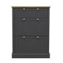 Slim Charcoal and Oak Shoe Cabinet - Devon