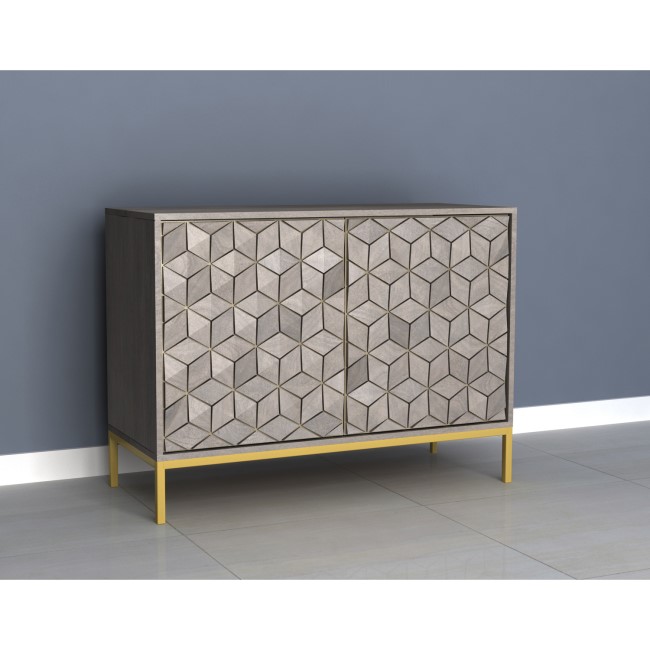 Grey Wash Sideboard with Gold Legs and 2 Doors - Alice
