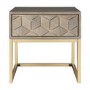 Grey Wash Side Table with Gold Legs and Storage Drawer - Alice