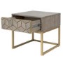 Grey Wash Side Table with Gold Legs and Storage Drawer - Alice