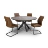 Grey Wood Effect Round Extendable Dining Table - Seats 4-6 - Manhattan