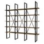 Large Walnut Industrial Bookcase with Black Metal Frame