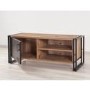 Pine and Black Metal Industrial Style TV Stand