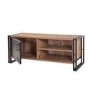 Pine and Black Metal Industrial Style TV Stand