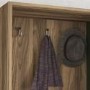 Wooden Tall Hallway Unit with Coat Hooks and Mirrored Cupboard in Oak and Green