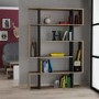 Grey Geometric Bookshelf with Multiple Open Shelves