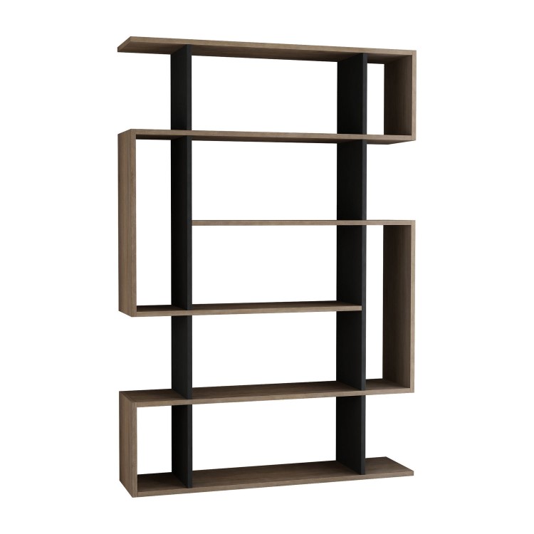Grey Geometric Bookshelf with Multiple Open Shelves