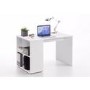 White Modern Office Desk with Storage Shelves - Gent