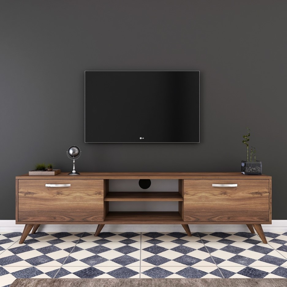 long walnut tv unit