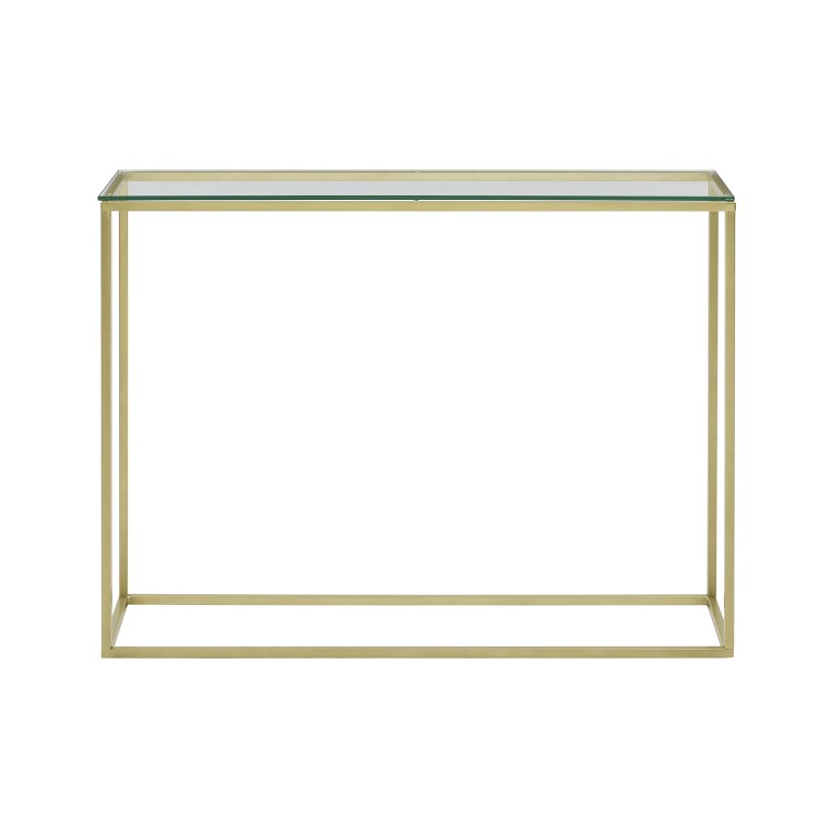 Gold Console Table with Glass Top