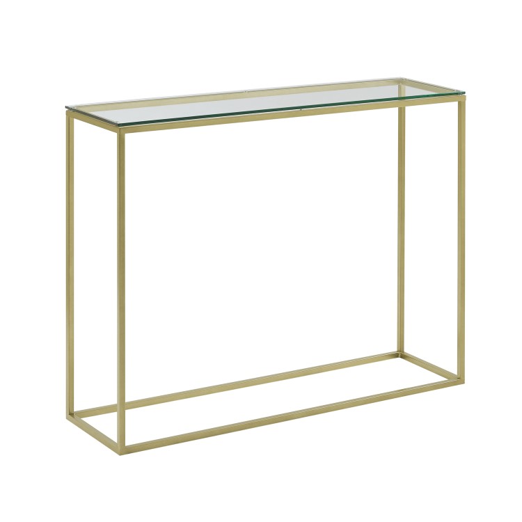 Gold Console Table with Glass Top