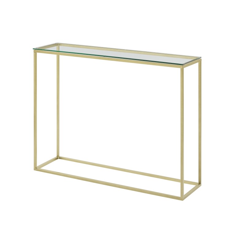 Gold Console Table with Glass Top