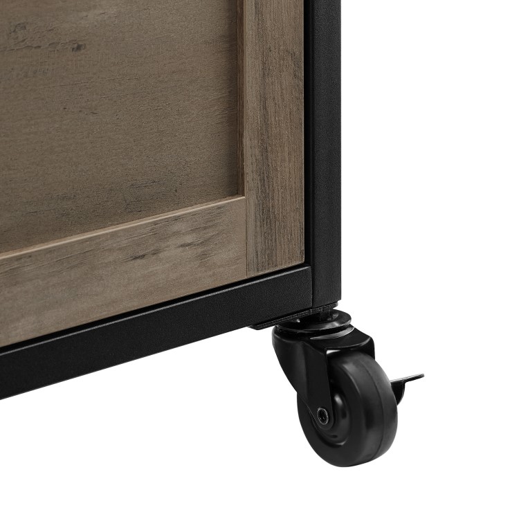 Industrial Wooden Desk with Drawer and Filing Cabinet - Foster