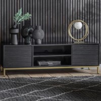 Ripple Media Unit in Black with Storage - Caspian House