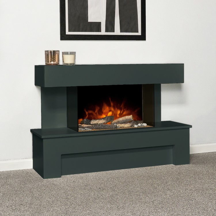 Adam Fireplace Suite with Remote Control in Charcoal Grey 43" - Havana