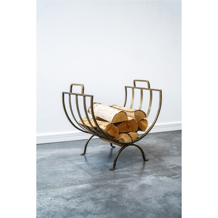 Ivyline Modern Brass Log Holder