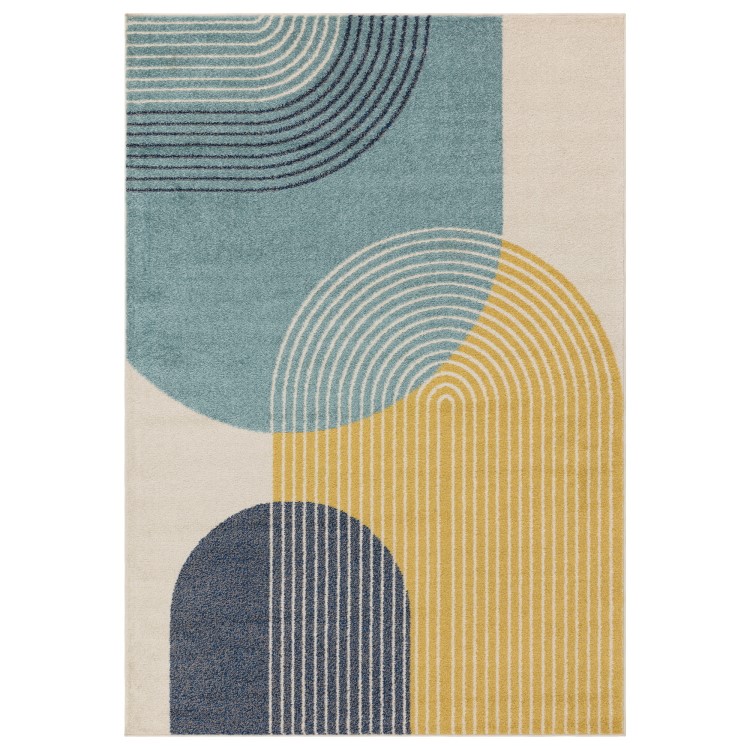 Retro Geometric Multicoloured Rug - 170 x 120 cm - Muse