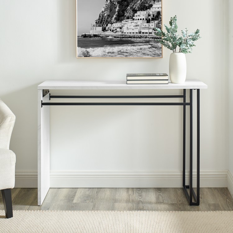 Marble and Black Metal Console Table - Foster
