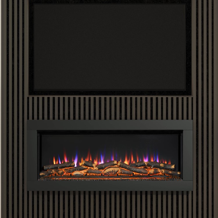 Be Modern Flare Avella Grande Black Inset Electric Media Wall Fireplace 45 Inch