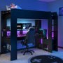 High Sleeper Gaming Bed with Desk in Black - Online - Kids Avenue