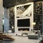 Black 39inch Inset Gas Media Wall Fireplace - Sirocco Fires Lux 1000