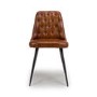 ALMOST PERFECT - Set Of 2 Real Leather Tan Dining Chair with Quilted Back - Jaxson