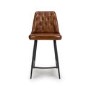 ALMOST PERFECT - Set Of 2 Real Leather Tan Kitchen Stools with Quilted Back - Jaxson