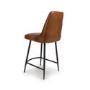 ALMOST PERFECT - Set Of 2 Real Leather Tan Kitchen Stools with Quilted Back - Jaxson