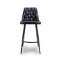 ALMOST PERFECT - Set Of 2 Real Leather Black Kitchen Stools with Quilted Back - Jaxson