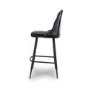 ALMOST PERFECT - Set Of 2 Real Leather Black Kitchen Stools with Quilted Back - Jaxson