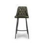 ONLY OPENED - Set of 2 Leather Green Kitchen Stools with Quilted Back - Jaxson