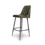 ONLY OPENED - Set of 2 Leather Green Kitchen Stools with Quilted Back - Jaxson