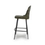 ONLY OPENED - Set of 2 Leather Green Kitchen Stools with Quilted Back - Jaxson