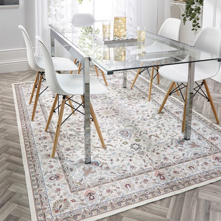Washable Distressed Persian Beige Rug - 170 x 120 cm - Windsor - Ripley