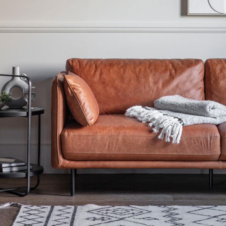 ONLY OPENED - Wigmore Sofa in Brown Leather - Caspian House