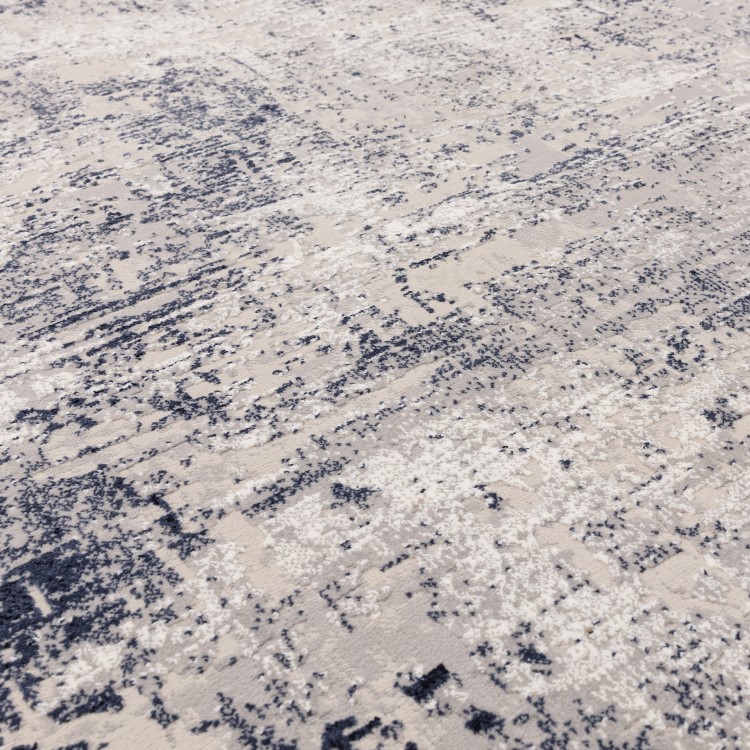 ONLY OPENED - Large Distressed Navy Rug - 290 x 200 cm - Border - Kuza