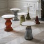 Round Marble with Blue Glass Base Side Table - Seville - Caspian House