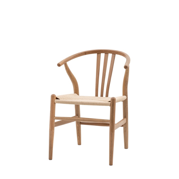 ONLY OPENED - Set of 2 Brown Wishbone Back Dining Chairs - Sloan - Caspian House