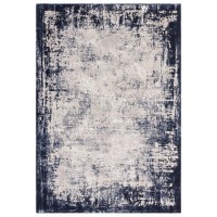 ONLY OPENED - Large Distressed Navy Rug - 290 x 200 cm - Border - Kuza
