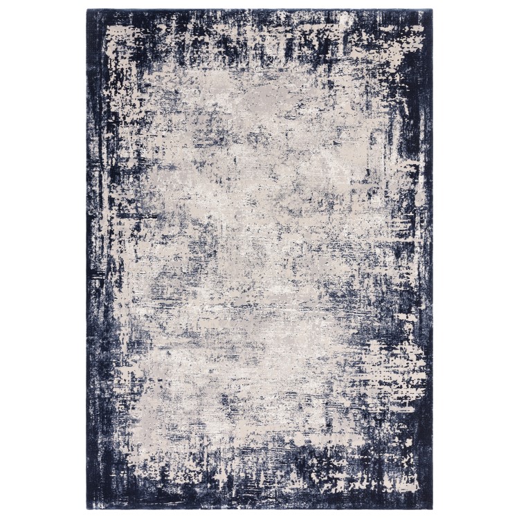 ONLY OPENED - Large Distressed Navy Rug - 290 x 200 cm - Border - Kuza