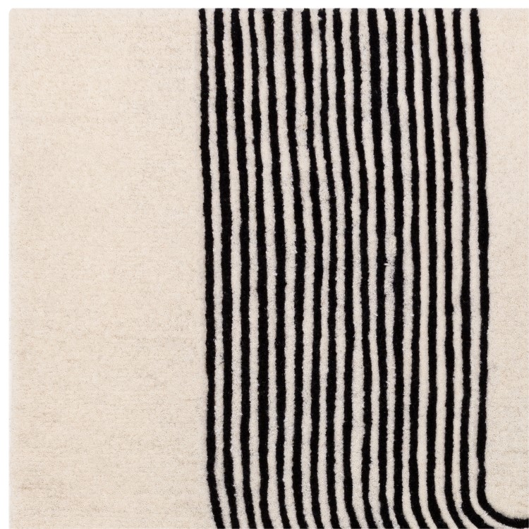 ALMOST PERFECT - Large Retro Geometric Black & Cream Rug with Abstract Lines - 300 x 200 cm - Arches - Matrix