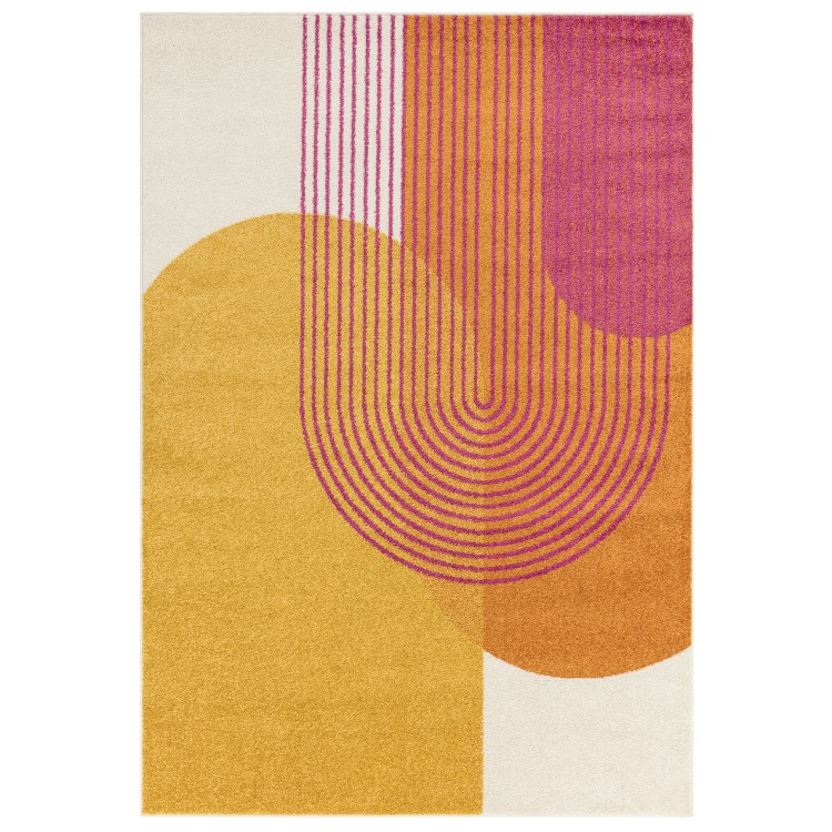 Large Retro Geometric Orange Rug - 290 x 200 cm - Muse