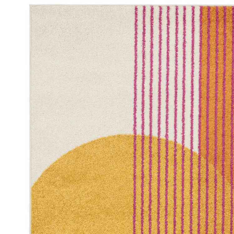 Large Retro Geometric Orange Rug - 290 x 200 cm - Muse